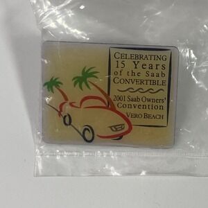 Vintage 2001 Saab Owners Convention Pin 15 Years Saab Convertible Vero Beach